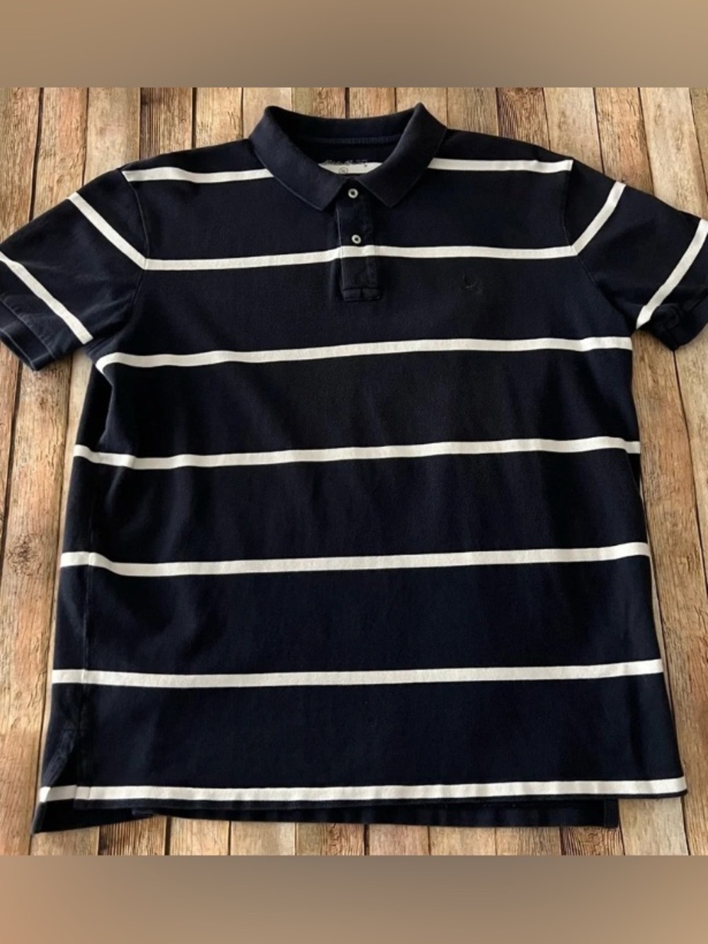 Men's Navy Polo with White Stripe Detail